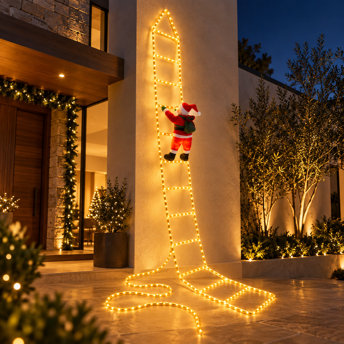 SantaLuz™ | Escalera navideña con Santa Claus