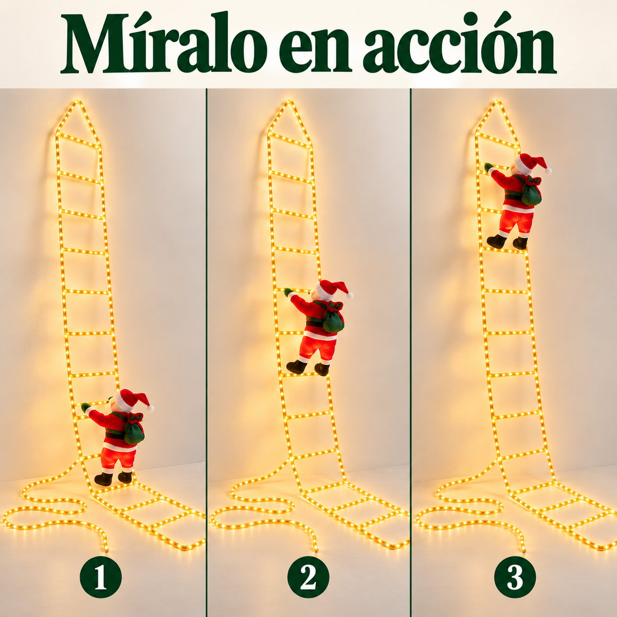 SantaLuz™ | Escalera navideña con Santa Claus